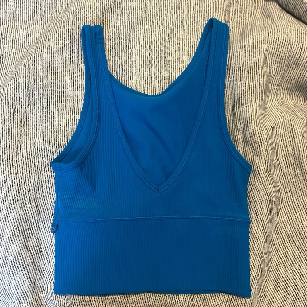 lululemon athletica Blue Ribbed V-Neck Tank Top